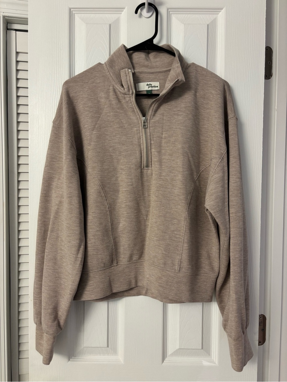 Anthropologie Daily Practice Half-Zip Pullover Sweater in Taupe Sz Medium